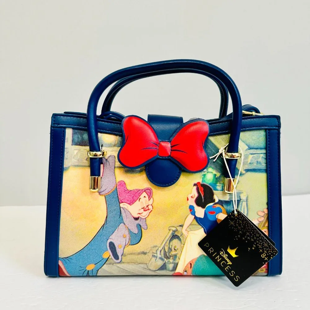 LOUNGEFLY DISNEY PRINCESS SNOW WHITE AND SEVEN DWARVES CROSSBODY SATCHEL - Picture 3 of 11